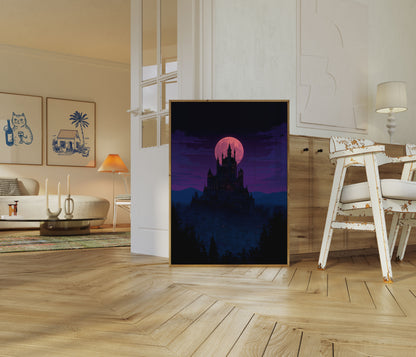 Gothic Castle Moonlight Poster
