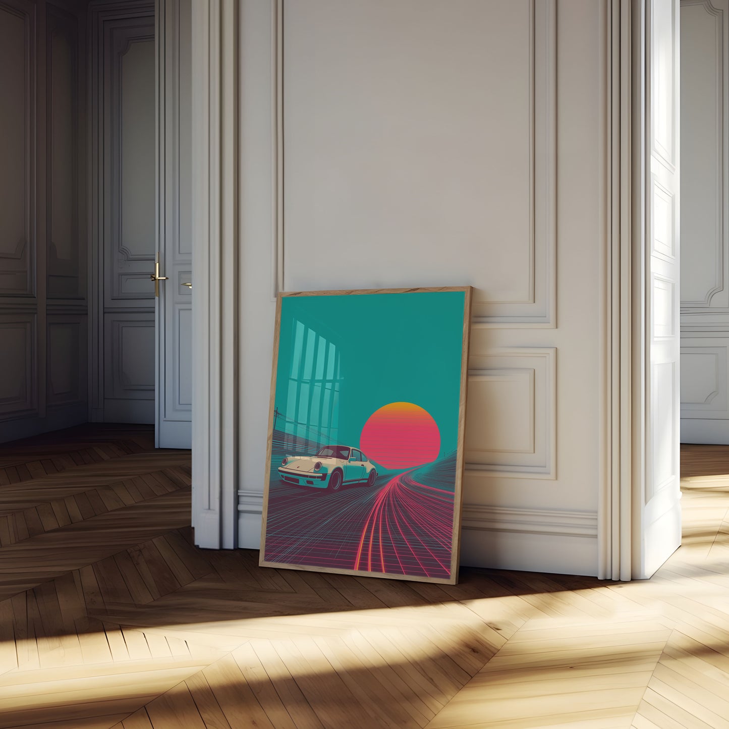 Retro Sunset Porsche Drive Poster