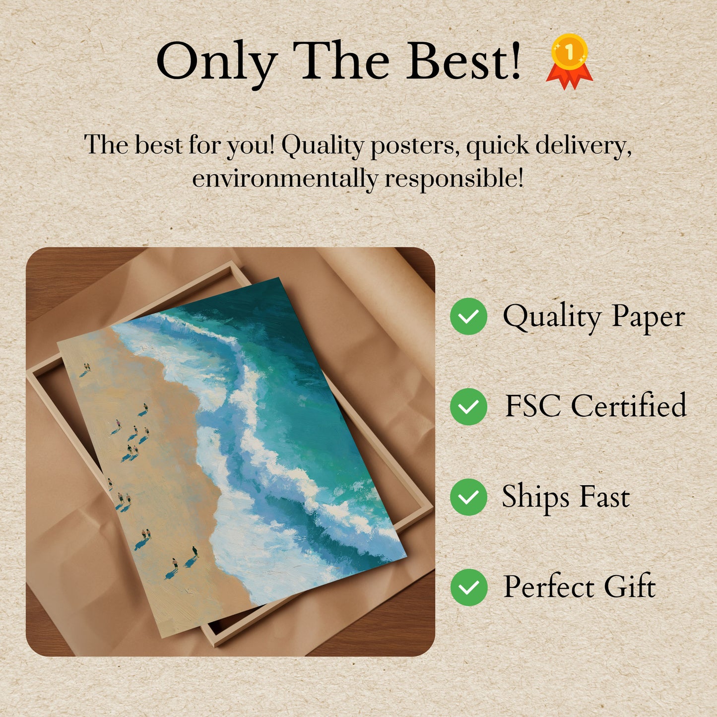 Aerial Beach Surfers Poster