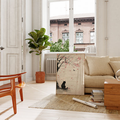 Sakura Cat Contemplation Poster