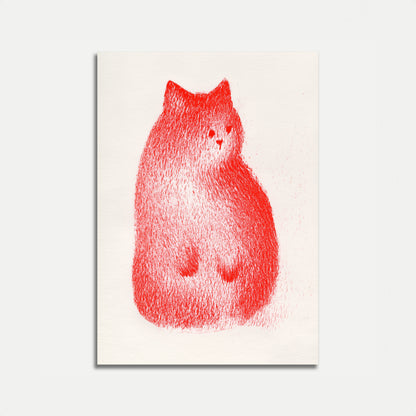 Rotes Katzen-Porträt-Plakat
