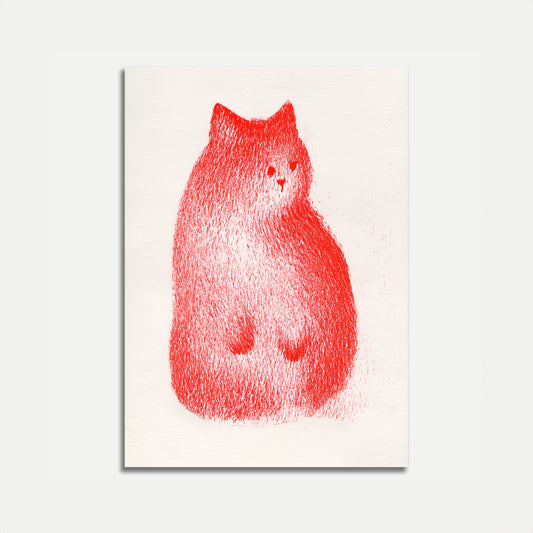Manifesto Ritratto Gatto Rosso