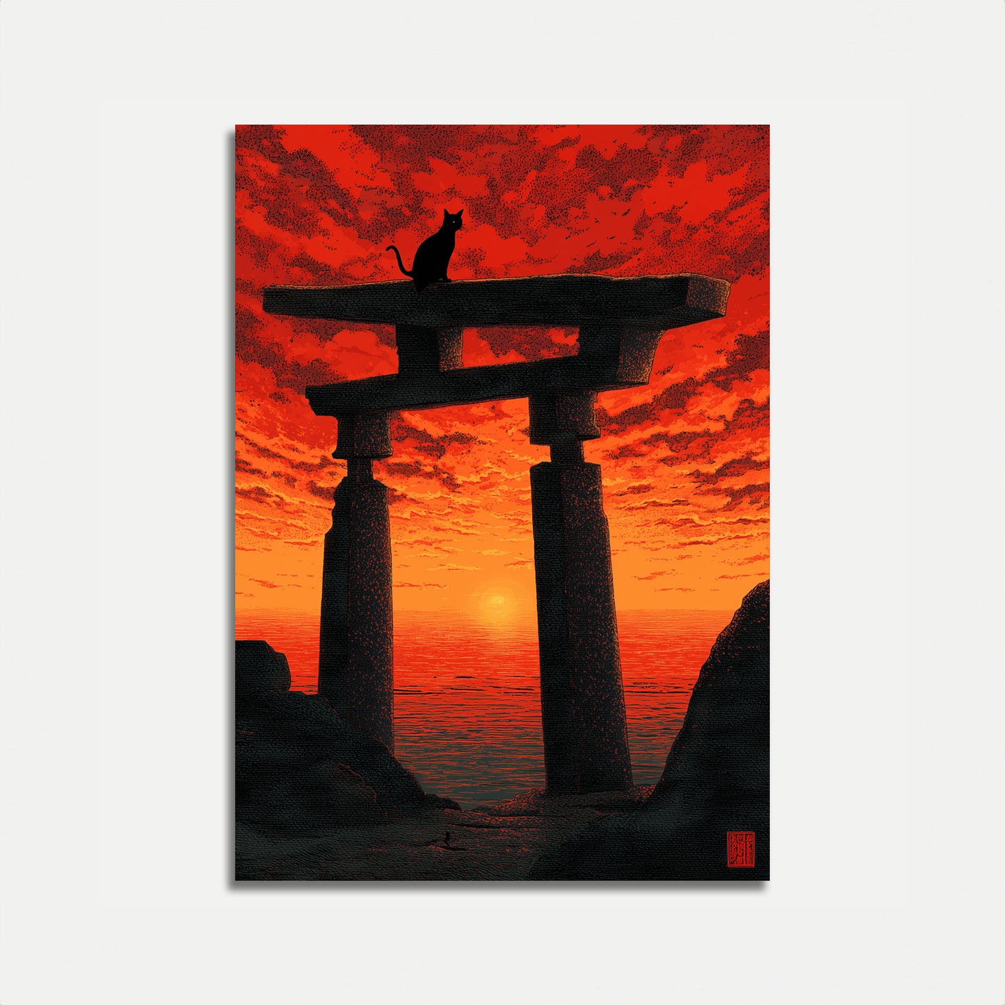 Japanese Torii Gate Sunset Poster