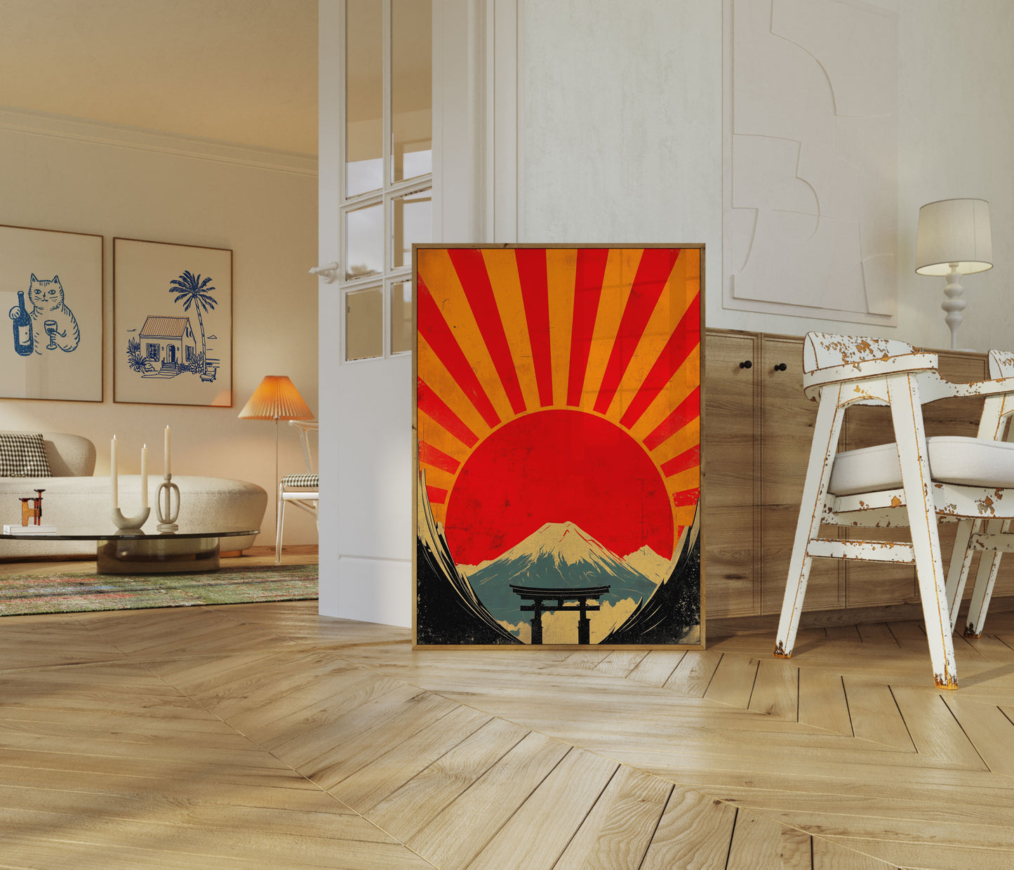 Stigende sol Mount Fuji Plakat