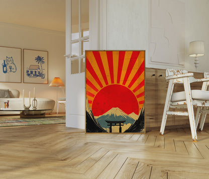 Stigende sol Mount Fuji Plakat