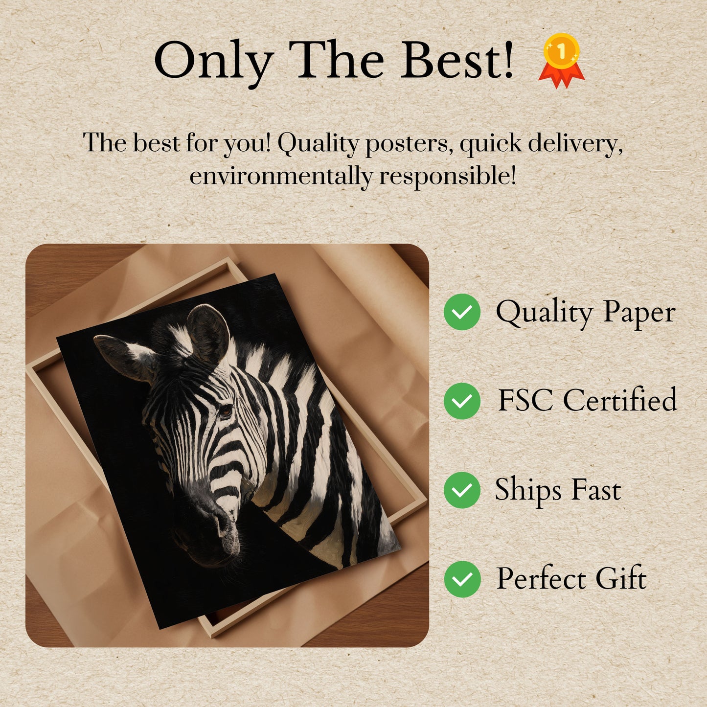 Elegant Zebra Black and White Poster