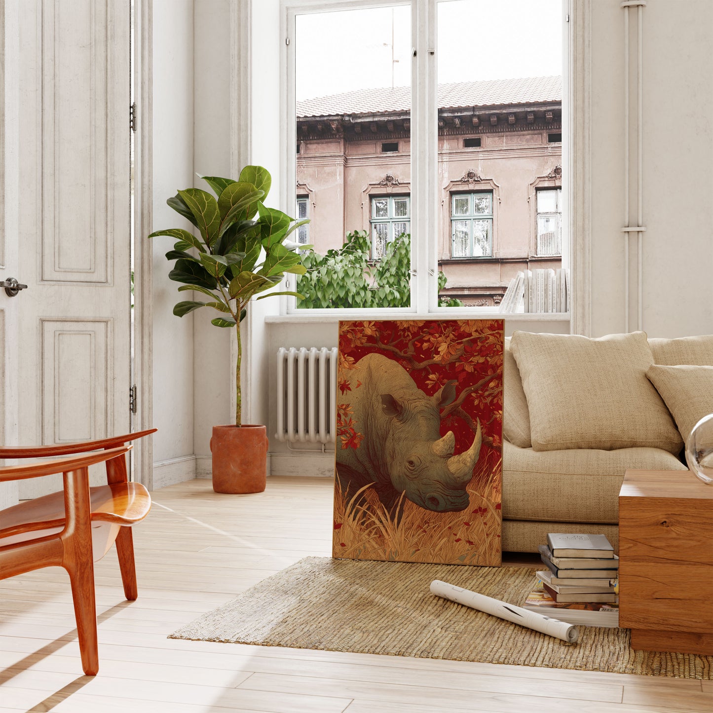 Autumn Rhino Wildlife Poster