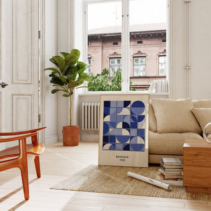 Geometric Blue Bauhaus Composition Poster