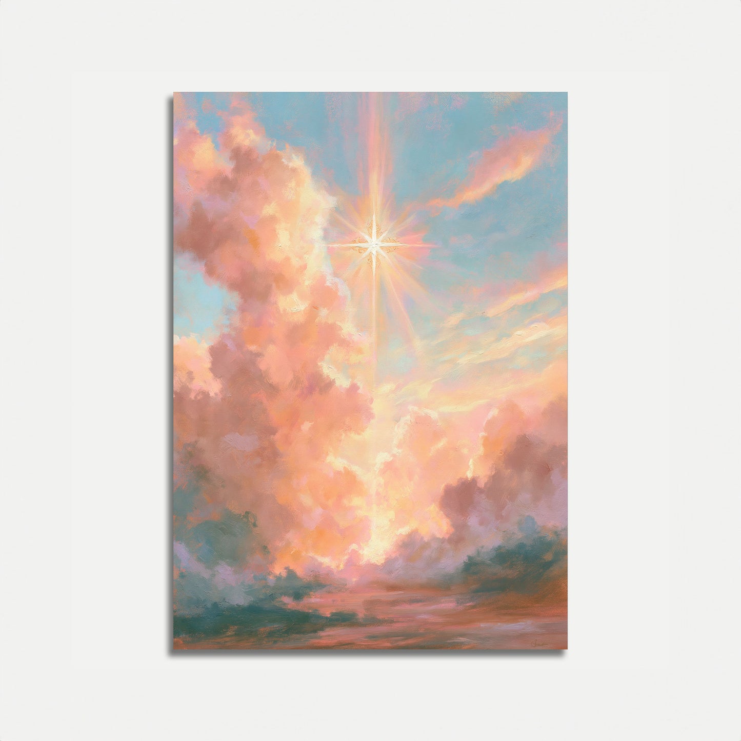 Heavenly Light Divine Cross Poster