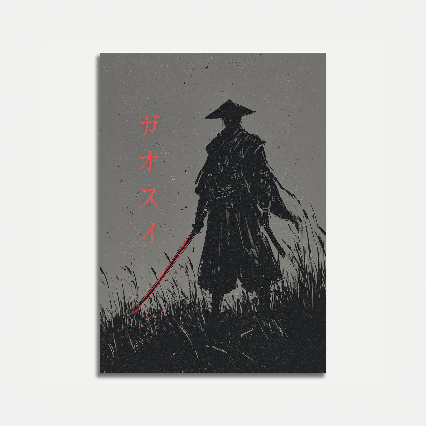 Samurai Kriger i Regn Plakat