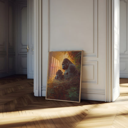 Gorillas in Golden Light Poster