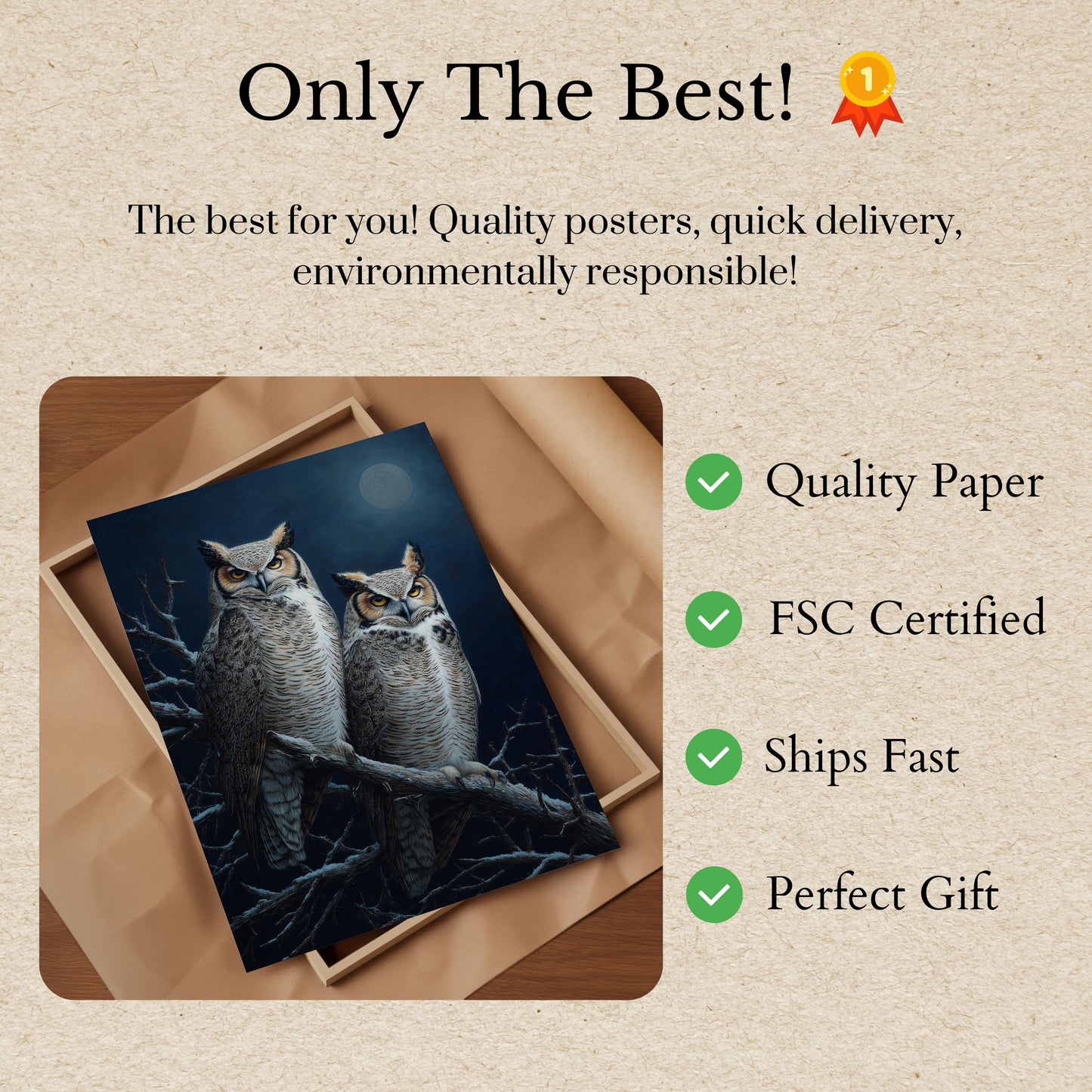 Moonlit Owls in the Night Poster