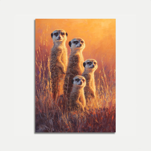 Poster Tramonto nella Savana della Famiglia di Suricati