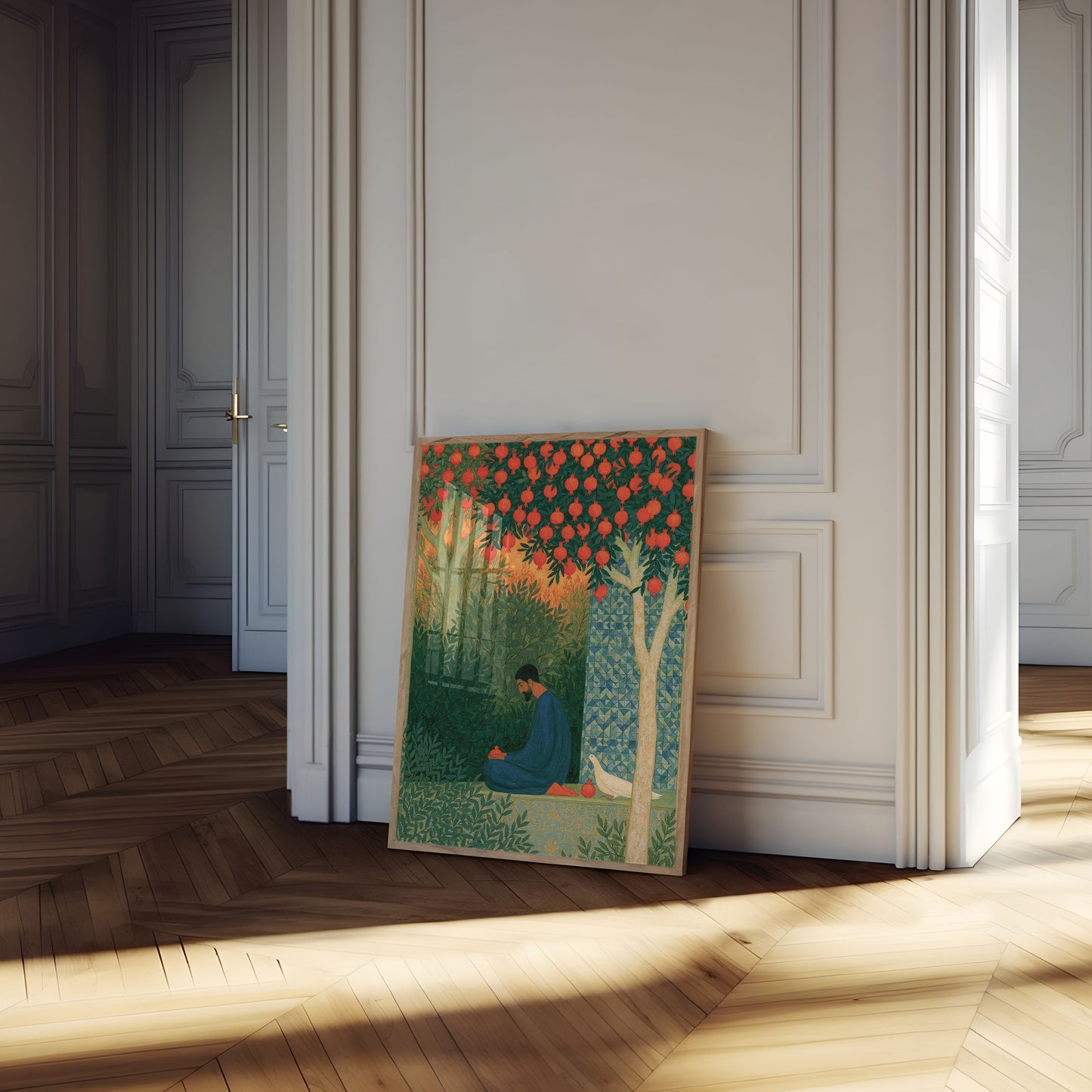 Man in Pomegranate Garden Poster