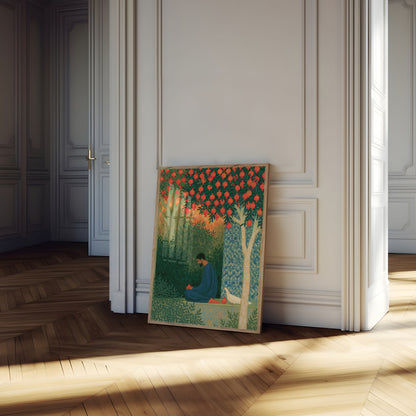 Man in Pomegranate Garden Poster