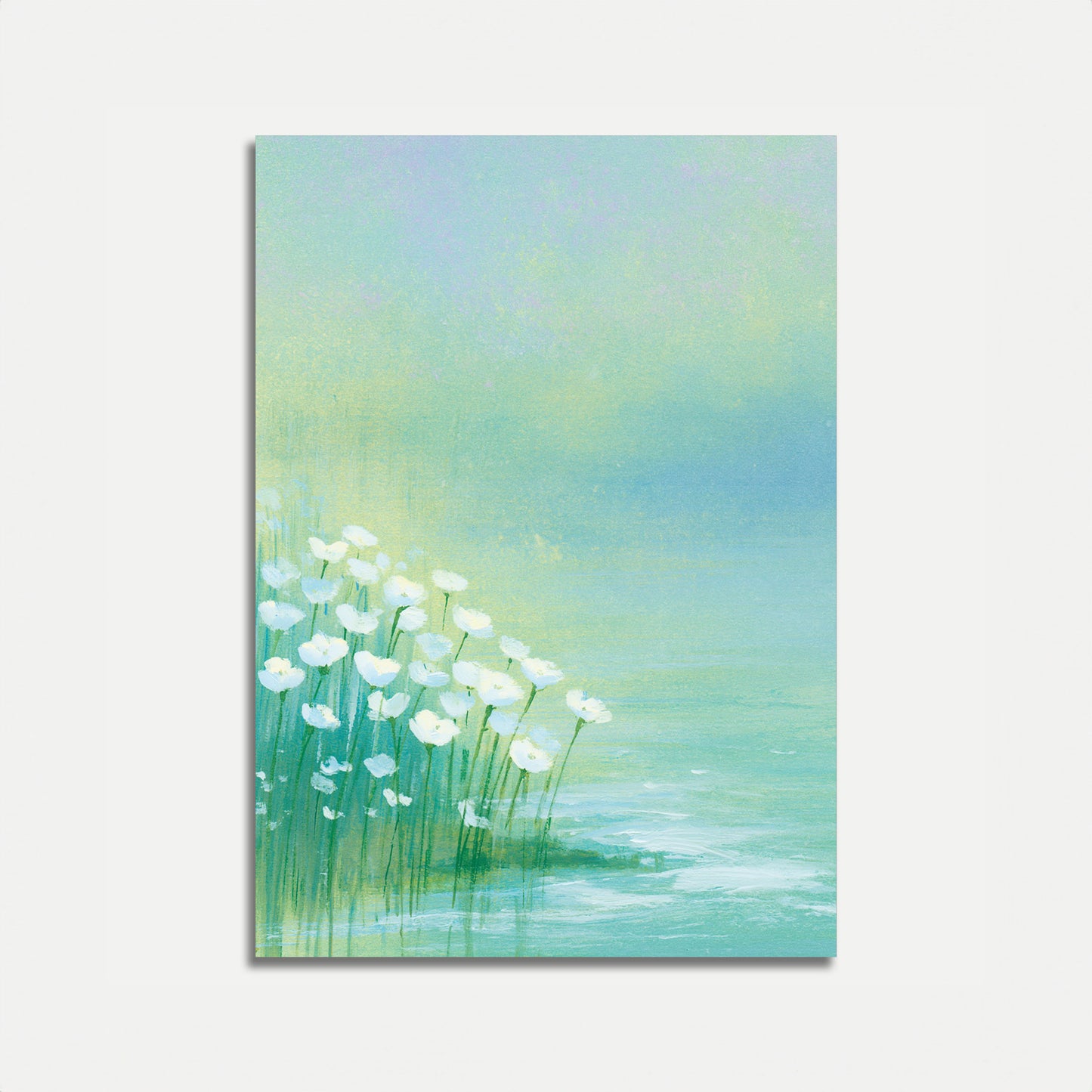 Póster Flores Blancas junto al Agua