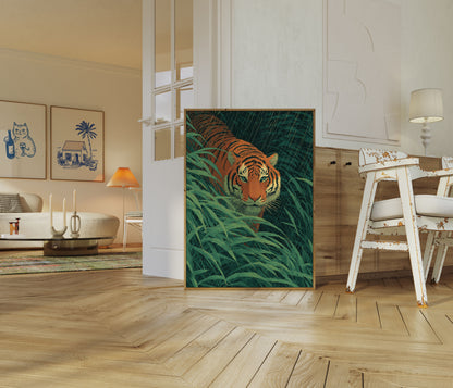 Tiger in the Jungle Rain Poster