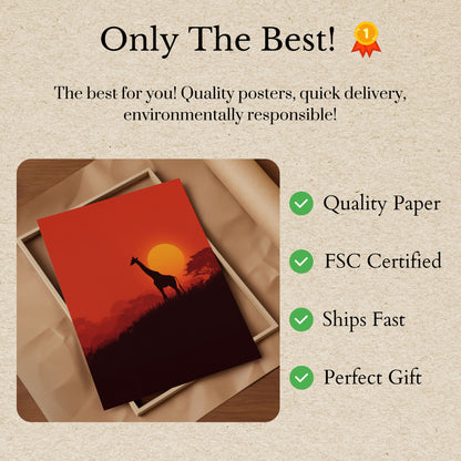 African Sunset Silhouette Poster