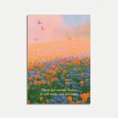 Poster: Campo di fiori selvatici con farfalle
