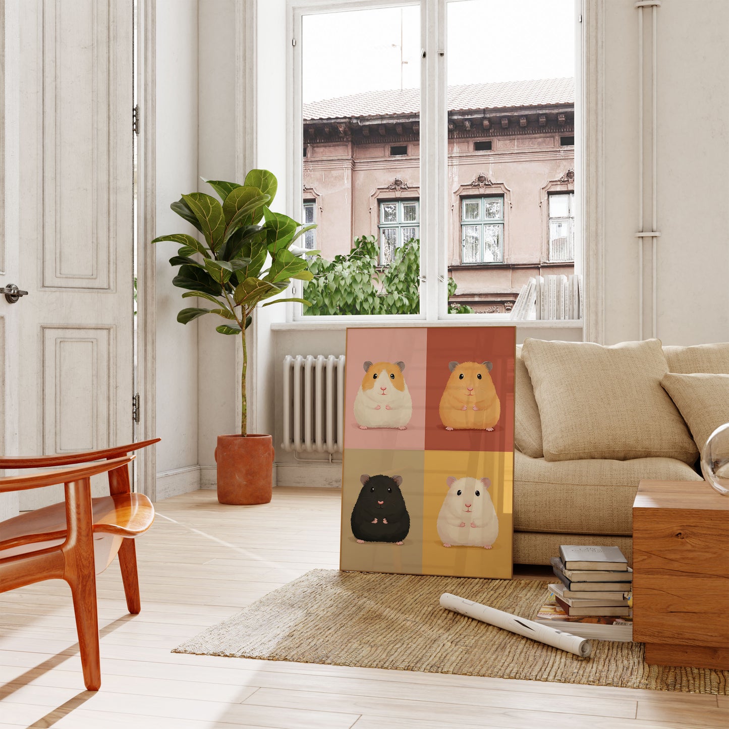 Kleurrijke Gedrongen Hamster Kwartet Poster