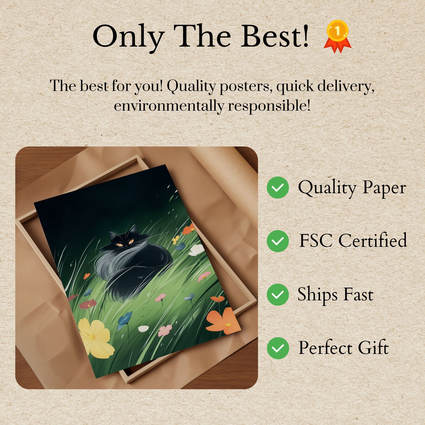 Dreamy Cat in Meadow Poster