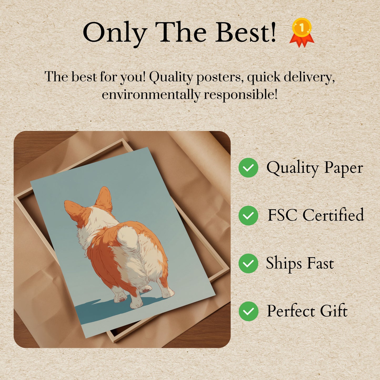 Fluffy Corgi Back Poster