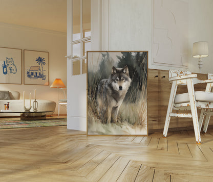 Majestic Gray Wolf Forest Poster