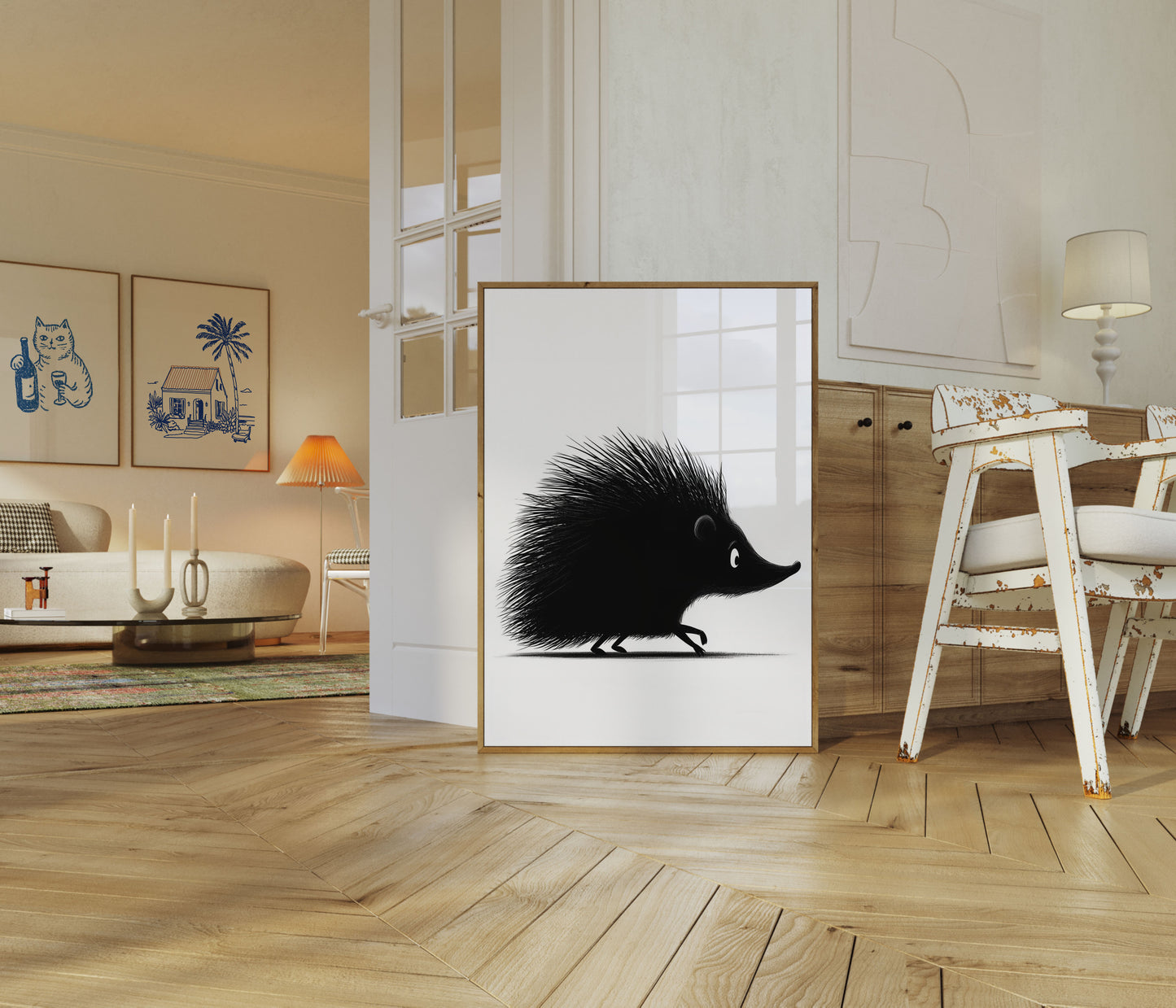 Poster Stekelige Silhouet Zwarte Egel