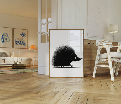 Poster Stekelige Silhouet Zwarte Egel