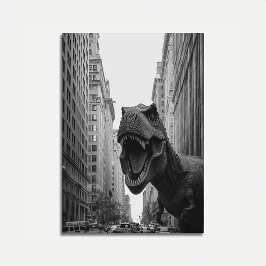 Póster de invasión urbana de T-Rex