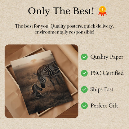 Póster de madre cebra y cría