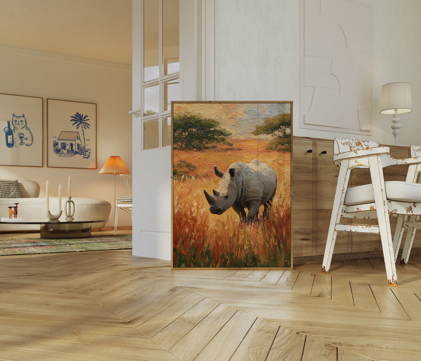 Serene Rhino Savanna Poster