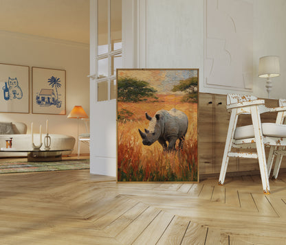 Serene Rhino Savanna Poster