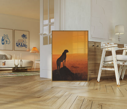Cheetah Zonsondergang Afrikaanse Savanne Poster