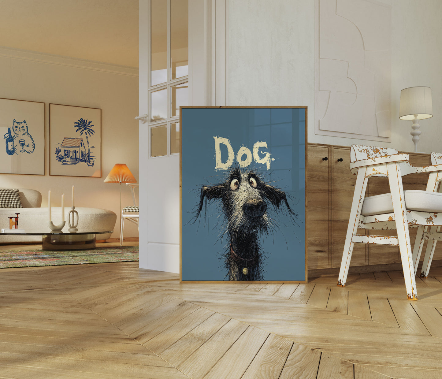 Crazy Dog Portrait Poster