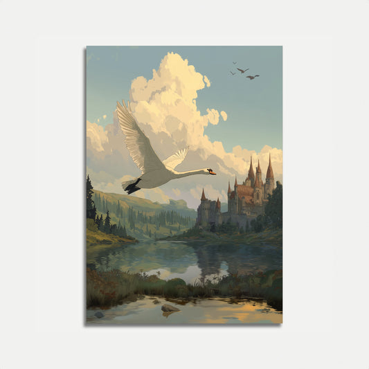 Affiche fantastique du château des cygnes