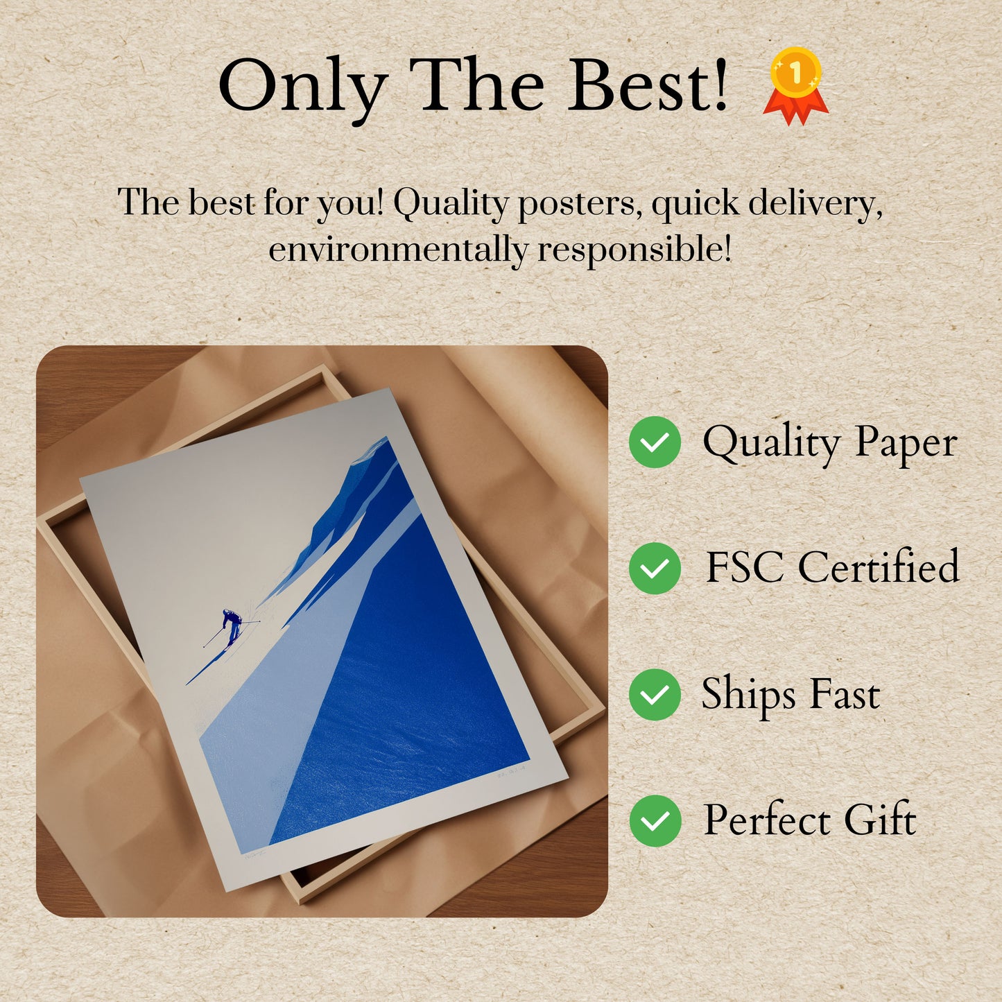 Alpin Nedstigning Skiløb Plakat