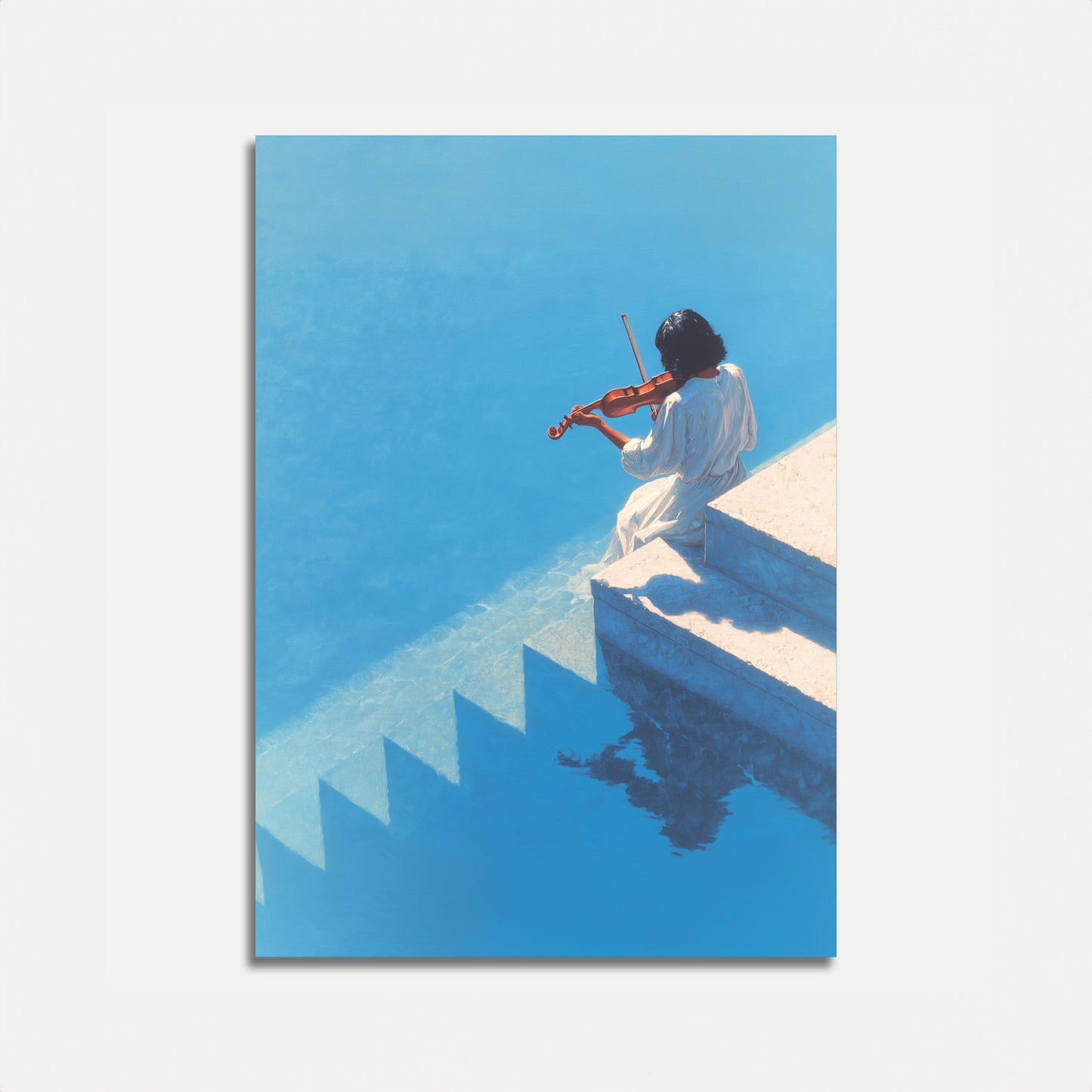 Violin Solitude Blue Steps Poster