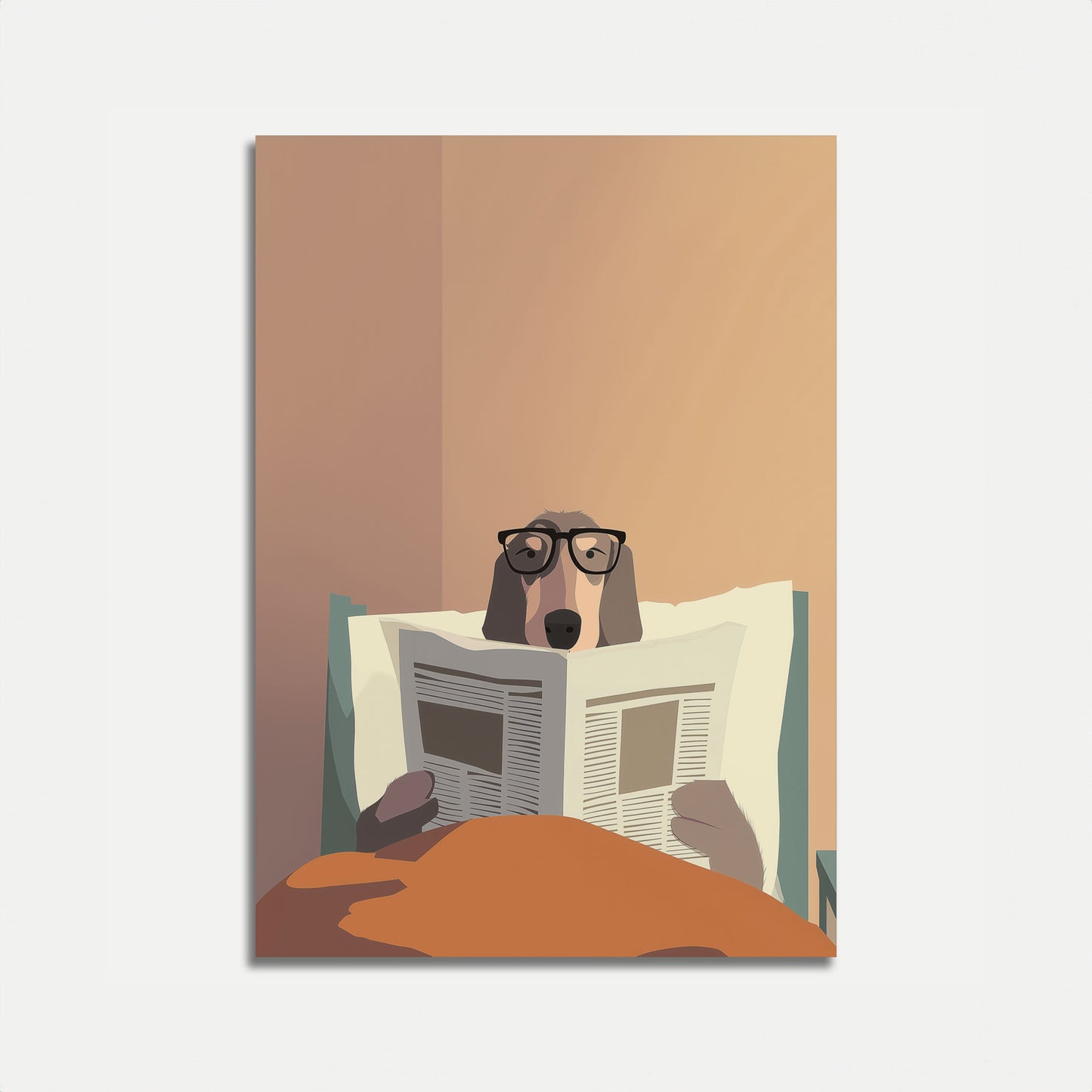 Affiche de Chien Intellectuel Lisant le Journal