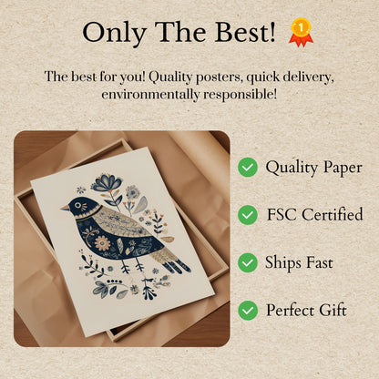 Folk Art Bird Garden Poster