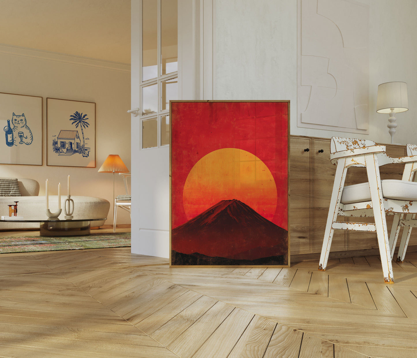 Mount Fuji Red Sunset Poster