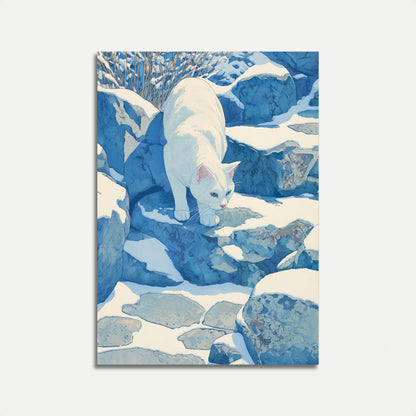 Arctic White Cat in Snow Poster