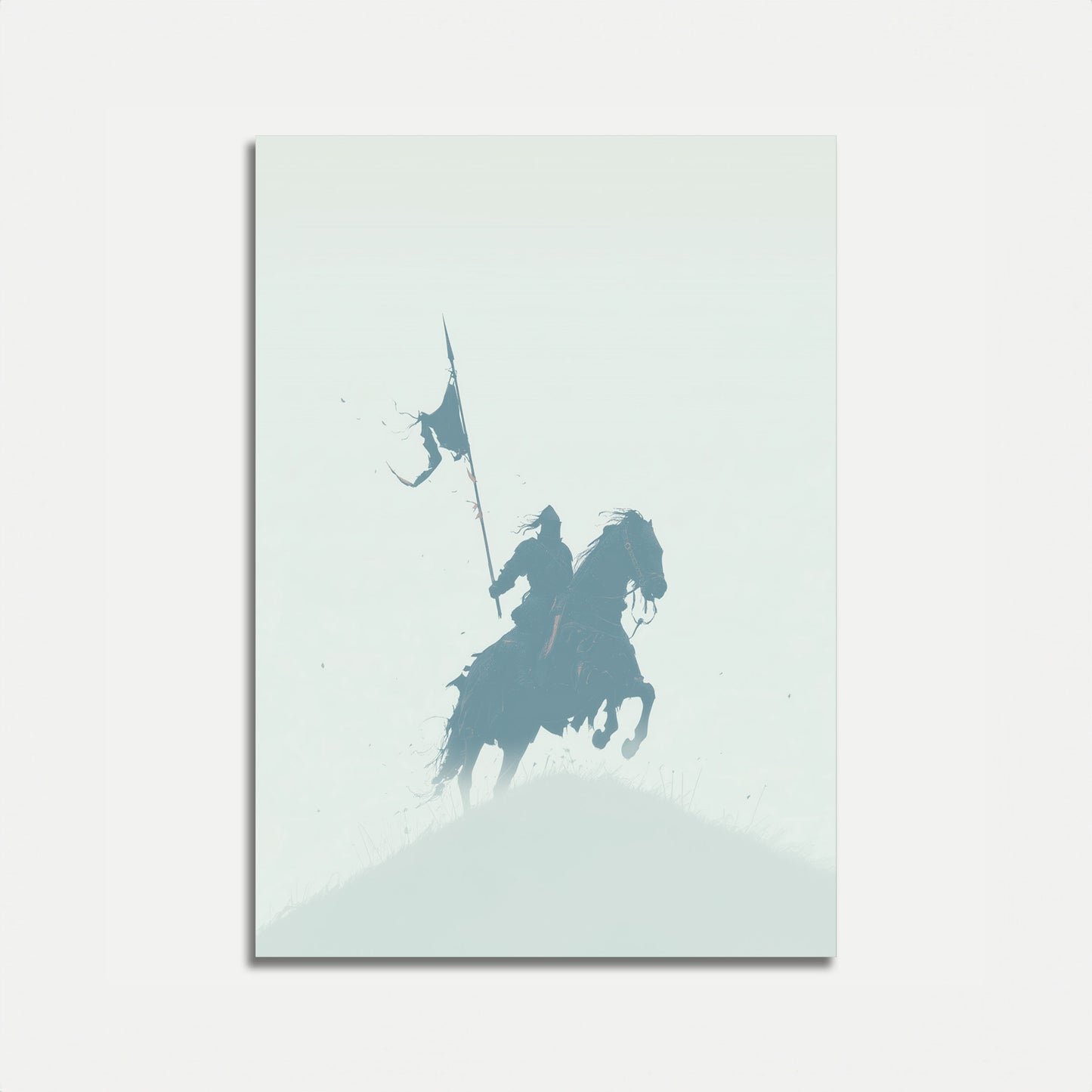 Medieval Rider in Mist Poster