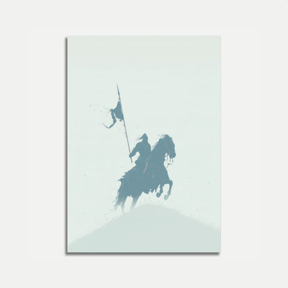 Medieval Rider in Mist Poster