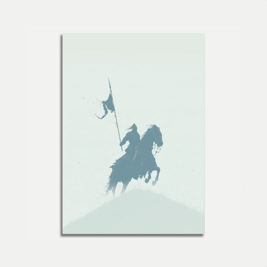 Medieval Rider in Mist Poster