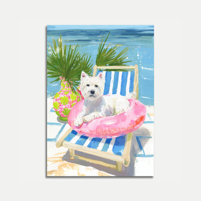 Den na pláži West Highland Terrier plakát