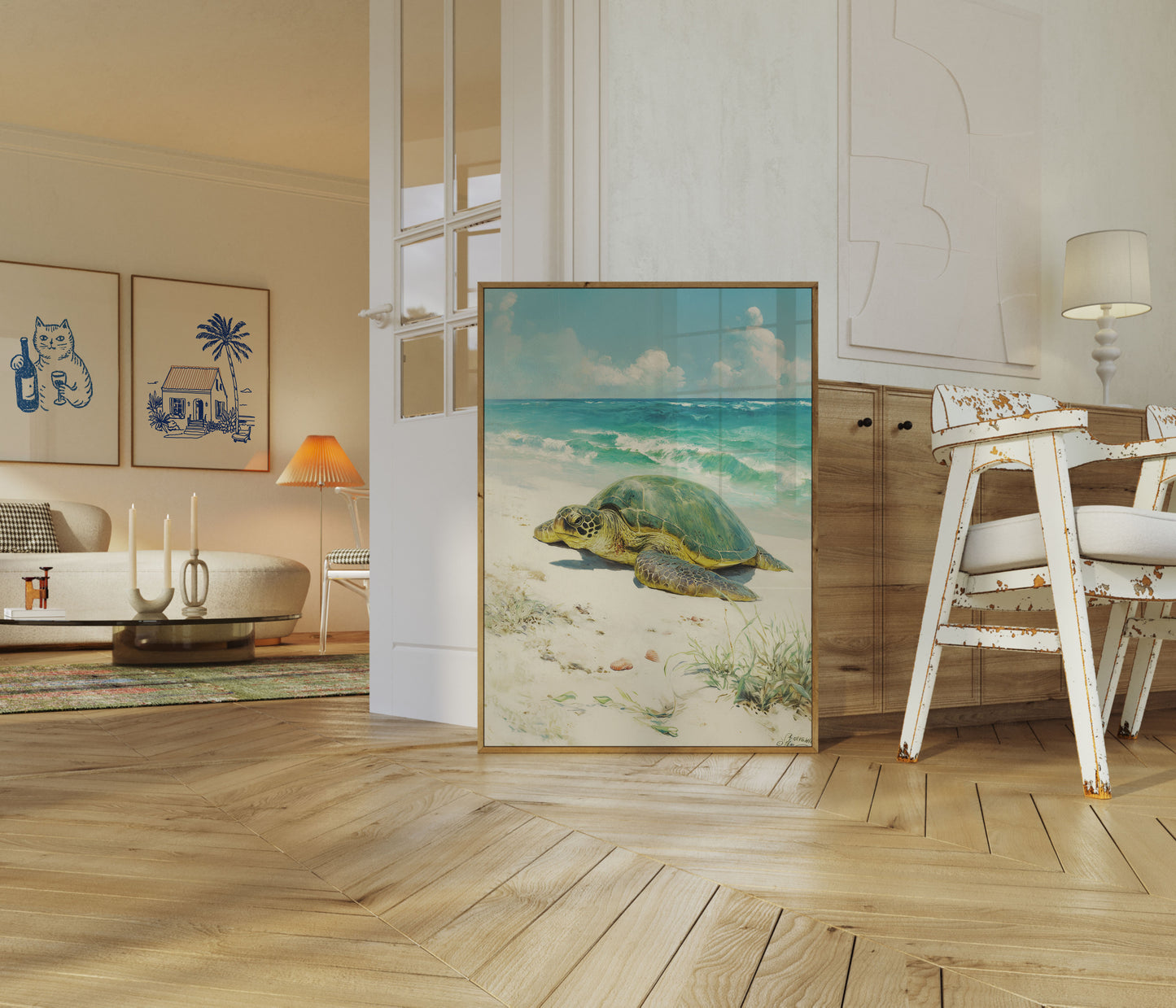 Peaceful Sea Turtle Beach Poster