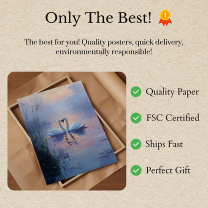 Swans in Misty Love Poster