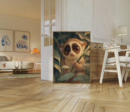 Curious Slow Loris in Jungle Poster
