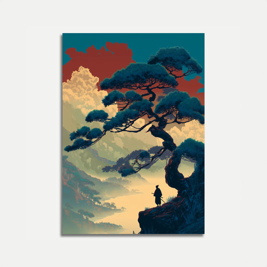 Warrior Under Ancient Tree Poster